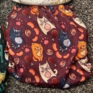 Cats & Hotdogs OS Pocket Cloth Diaper w/ Suede Inner by Mama Koala Cloth Diapers